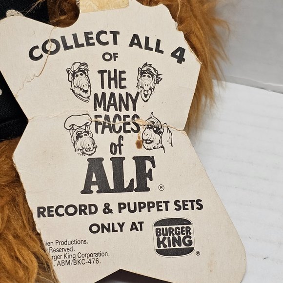 Vintage 1988 80s ALF Burger King Puppet Born to Rock Guitar Tag Plush Alien ~10" - Picture 2 of 14